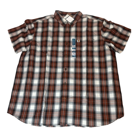 Carhartt 103550 220 Relaxed Fit Plaid Button Down Short Sleeve 2XL - Picture 2 of 2